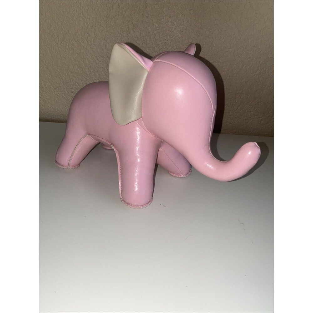 Zuny Abby Elephant Bookend Door Stop Weighted Pink Faux Leather Baby Girl Rate
